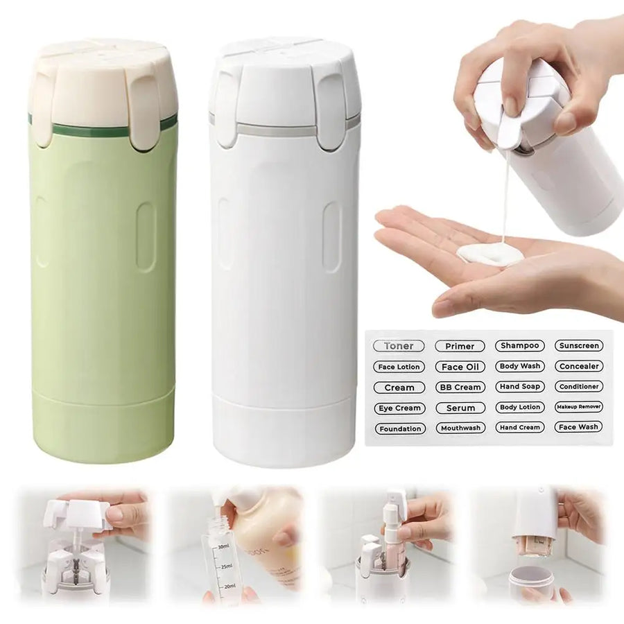 4-in-1 Travel Dispenser with 4 Refillable Bottles